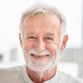 Smiling senior man sharing his positive experience with GlycoFree blood sugar support supplement